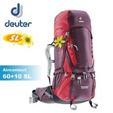 Deuter 德國 女款 Aircontact 60+10 SL 拔熱式透氣背包《紫/紅》33204