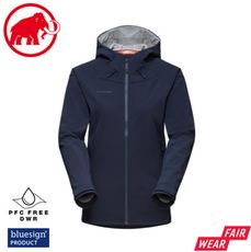 MAMMUT 瑞士 女 Sapuen SO Hooded Jacket 防風透氣軟殼連帽外套《海洋藍