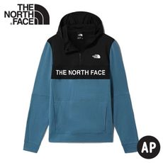 The North Face 男 LOGO半襟刷毛帽T《藍/黑》4U5K/保暖休閒大學T/連帽上衣/