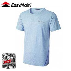 EasyMain 衣力美 男 抗菌防臭涼爽排和短T恤《藍》TE20031/運動短袖/休閒上衣