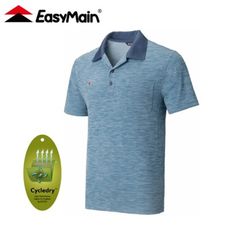 EasyMain 衣力美 男 排汗短袖POLO衫《深藍》SE21005/機能上衣/透氣上衣/運動排汗