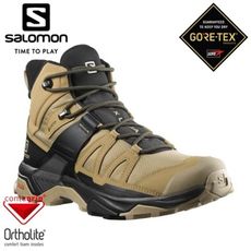 SALOMON 法國 男 X ULTRA 4 GTX 中筒登山鞋《藻棕/黑/灰褐藍》412941/休