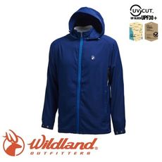 Wildland 荒野 男 彈性抗UV輕薄外套《深藍》W1912/連帽外套/休閒外套/運動外套/防