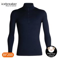 Icebreaker 男 Oasis 素色半開襟長袖上衣BF200《深藍》104367/內層衣/衛生