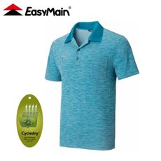 EasyMain 衣力美 男 排汗短袖POLO衫《寶藍》SE21005/機能上衣/透氣上衣/運動排汗