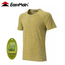 EasyMain 衣力美 男 排汗短袖T恤《秋黃》TE21031/機能上衣/透氣上衣/運動排汗衫/短