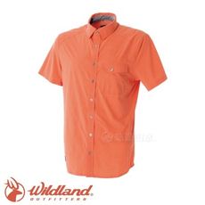 Wildland 荒野 男款 彈性格子布短袖襯衫《橘》春夏款/短袖/襯衫/0A51208