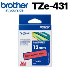 【原廠】現貨 Brother TZe-431 標準黏性護貝標籤帶 12mm 紅底黑字