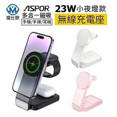 ASPOR 23W 三合一 磁吸折疊無線充電器 W22 充電座 充電盤 適用 手機 手錶 耳機