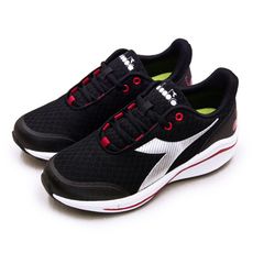 diadora 迪亞多那 23cm-25cm 輕量寬楦避震慢跑鞋 黑紅銀 11033 大童