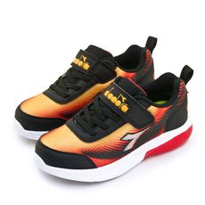 diadora 迪亞多那 19cm-23cm 輕量寬楦緩震電燈慢跑鞋 黑紅 11089 中童