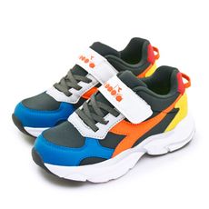 diadora 迪亞多那 19cm-23cm 輕量4E寬楦避震慢跑鞋 灰藍橘 11096 中童