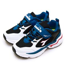 diadora 迪亞多那 19cm-23cm 輕量寬楦避震復古慢跑鞋 白黑藍 11069 中童