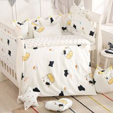 【HABABY】嬰兒床專用-4件套組(適用 長x寬120cmx70cm嬰兒床型 嬰兒床床包)