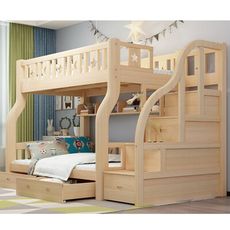 【HABABY】兒童雙層床驚喜組合-階梯升級版120床型+5CM記憶床墊優惠套組(上下鋪)