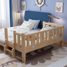 【HABABY】松木實木拼接床  三面有梯款 150x80x40 (延伸床、床邊床、嬰兒床)