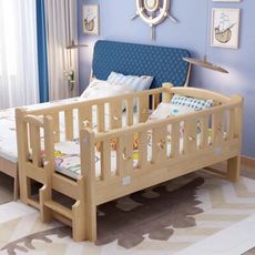 【HABABY】松木實木拼接床  四面有梯款 168x88x40 (延伸床、床邊床、嬰兒床)