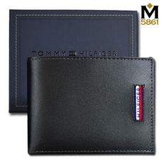 【Tommy Hilfiger】男皮夾 短夾 牛皮夾 多卡夾 大鈔夾 直式Logo 品牌盒裝／黑色