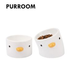 【PURROOM】 小雞飼料碗 貓碗 狗碗 寵物碗 寵物陶瓷碗 斜口碗 小雞餐具