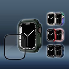 【軍盾防撞】抗衝擊Apple Watch Series 8/7(45mm)鋁合金殼+3D抗衝擊保護貼