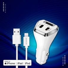 【台灣三洋】MFi原廠認證線 Lightning USB 傳輸充電線(2M)+City 50W 車充