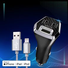 【台灣三洋】MFi原廠認證線 Lightning USB 傳輸充電線(1M)+City 50W 車充