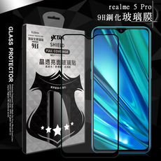 【VXTRA】全膠貼合 realme 5 Pro 滿版疏水疏油9H鋼化頂級玻璃膜(黑)