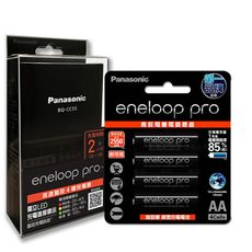 【Panasonic】疾速智控4槽電池充電器＋黑鑽款 eneloop pro 充電電池(4顆入)