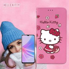 【三麗鷗正版】Hello Kitty OPPO A78 5G 櫻花吊繩款彩繪側掀皮套