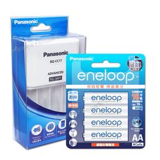 【Panasonic 國際牌】智控型4槽充電器+彩版 eneloop 低自放充電電池-3/4號