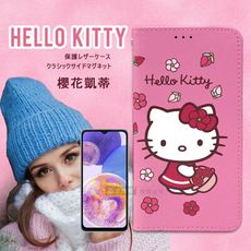 【三麗鷗正版】Hello Kitty 三星 Galaxy A23 5G 櫻花吊繩款彩繪側掀皮套