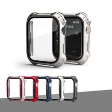 【全包盔甲】Apple Watch Series 9/8/7 鋼化玻璃貼+防撞邊框 一體式保護錶殼
