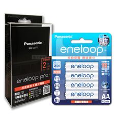 【Panasonic】疾速智控4槽電池充電器＋新款彩版 國際eneloop 低自放充電電池(4顆入)