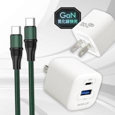 【WELLY】氮化鎵GaN 雙輸出迷你充電器+100W 雙Type-C 傳輸充電線(1.2M)