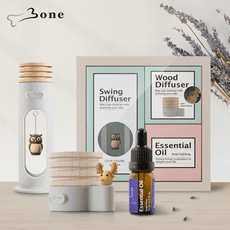 【Bone 官方】擴香禮盒三入組 - 原木擴香台+搖搖擴香木+精油