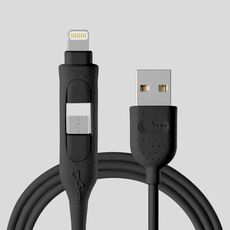 【Bone 官方】二合一雙頭充電線 ( Lightning / micro USB ) - 黑/白
