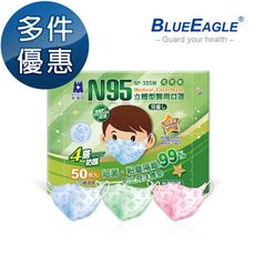【藍鷹牌】N95立體型6-10歲兒童醫用口罩 50片x1入