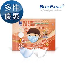 【藍鷹牌】N95立體型2-6歲幼童醫用口罩 (藍天藍/白雲白) 50片x1入