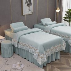 【3C精品閣】簡約高檔奢華床上四件套 床套帶洞 被套 凳套 枕套 美容床罩