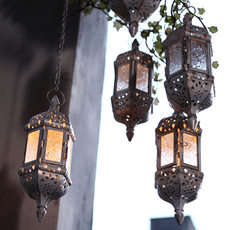 【3C精品閣】摩洛哥歐式玻璃鐵藝燈燭台復古浪漫燭台玻璃懸掛吊燈創意個性蠟燭燈鐵藝擺件