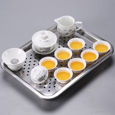 【3C精品閣】德化白瓷功夫茶具套裝 家用客廳辦公室泡茶陶瓷蓋碗 茶壺茶杯不鏽鋼茶盤組