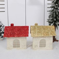 【3C精品閣】聖誕節裝飾品 麻絲聖誕雪房子 城堡雪屋 場景布置道具/擺件