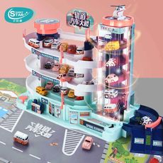 買一送(升級4層樓+再送6台車)抖音熱款玩具 兒童益智玩具汽車停車場大樓 電動上升電梯軌道汽車