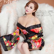 【獨愛情趣精品】【贈送跳蛋】絕世粉黛．性感和服角色服(黑)