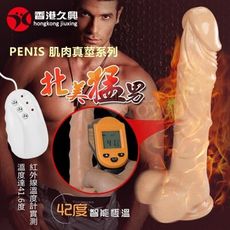 出清情趣用品大特價 肌肉真莖系列 雙脈衝 智能加溫多功能充電陽具(北美猛男)