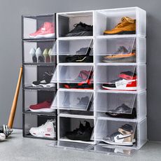 【透明視窗！輕鬆收納】 磁吸式側掀鞋盒 籃球鞋盒 置物盒 收納盒 展示盒 整理盒 鞋架 鞋盒 鞋櫃