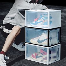 【透明盒身！可疊高使用】加大掀蓋式鞋盒 透明收納盒 鞋子收納 鞋盒收納 展示盒 置物盒 鞋盒 收納