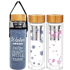 AWANA竹蓋不銹鋼雙層玻璃杯450ml附杯套
