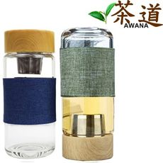 AWANA日式濾網雙層玻璃泡茶杯350ml