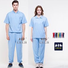 水藍色 健檢服裝 休閒服套裝 看護服 工作服 短袖 女 男 Polo衫